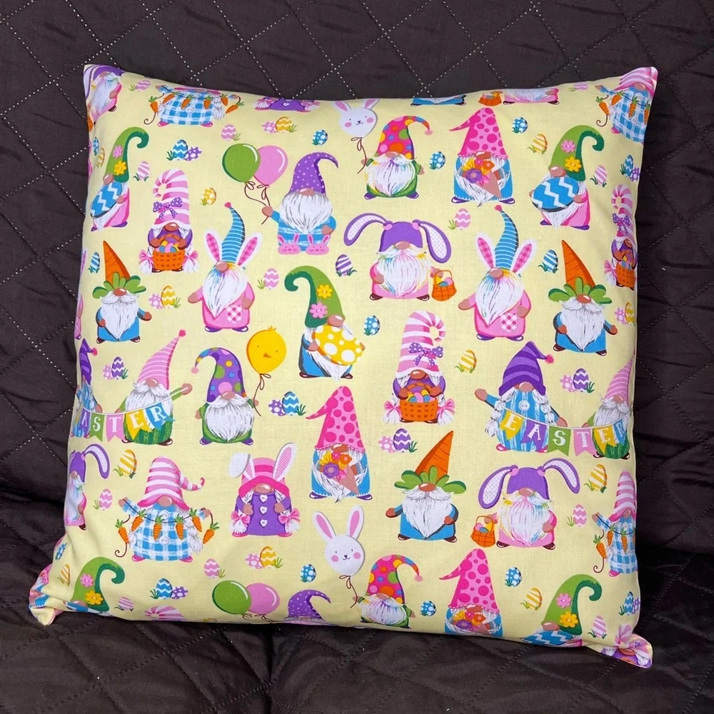 Hand Crafted Easter Pillow 18”x18” Accent Throw Pillow Decor pink